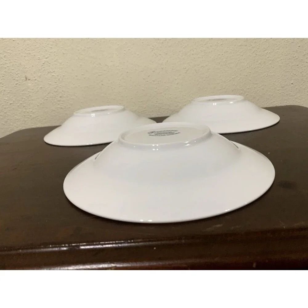 Williams Sonoma Set of 3  Brasserie Blue Rim Soup/Salad Bowls 9” EUC Japan